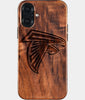 Eco-friendly Atlanta Falcons iPhone 16 Plus Case - Carved Wood Custom Atlanta Falcons Gift For Him - Monogrammed Personalized iPhone 16 Plus Cover By Engraved In Nature