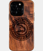Eco-friendly Atlanta Hawks iPhone 16 Pro Case - Carved Wood Custom Atlanta Hawks Gift For Him - Monogrammed Personalized iPhone 16 Pro Cover By Engraved In Nature