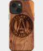 Eco-friendly Atlanta United FC iPhone 15 Plus Case - Carved Wood Custom Atlanta United FC Gift For Him - Monogrammed Personalized iPhone 15 Plus Cover By Engraved In Nature