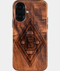 Eco-friendly Borussia Monchengladbach iPhone 16 Case - Carved Wood Custom Borussia Monchengladbach Gift For Him - Monogrammed Personalized iPhone 16 Cover By Engraved In Nature