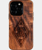 Eco-friendly Borussia Monchengladbach iPhone 16 Pro Case - Carved Wood Custom Borussia Monchengladbach Gift For Him - Monogrammed Personalized iPhone 16 Pro Cover By Engraved In Nature