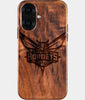 Eco-friendly Charlotte Hornets iPhone 16 Case - Carved Wood Custom Charlotte Hornets Gift For Him - Monogrammed Personalized iPhone 16 Cover By Engraved In Nature