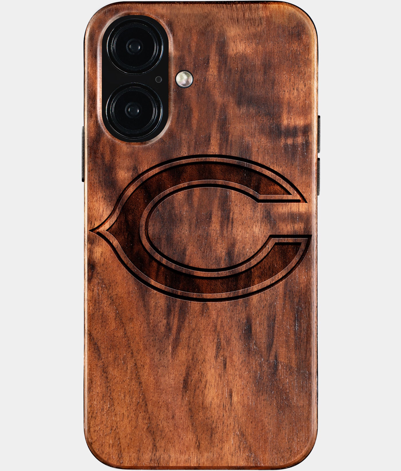 Eco-friendly Chicago Bears iPhone 16 Case - Carved Wood Custom Chicago Bears Gift For Him - Monogrammed Personalized iPhone 16 Cover By Engraved In Nature