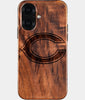 Eco-friendly Chicago Bears iPhone 16 Case - Carved Wood Custom Chicago Bears Gift For Him - Monogrammed Personalized iPhone 16 Cover By Engraved In Nature