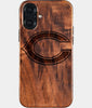Eco-friendly Chicago Bears iPhone 16 Plus Case - Carved Wood Custom Chicago Bears Gift For Him - Monogrammed Personalized iPhone 16 Plus Cover By Engraved In Nature