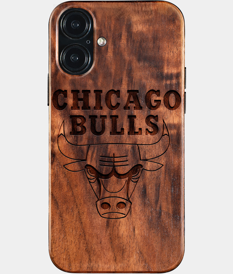 Eco-friendly Chicago Bulls iPhone 16 Plus Case - Carved Wood Custom Chicago Bulls Gift For Him - Monogrammed Personalized iPhone 16 Plus Cover By Engraved In Nature