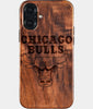 Eco-friendly Chicago Bulls iPhone 16 Plus Case - Carved Wood Custom Chicago Bulls Gift For Him - Monogrammed Personalized iPhone 16 Plus Cover By Engraved In Nature