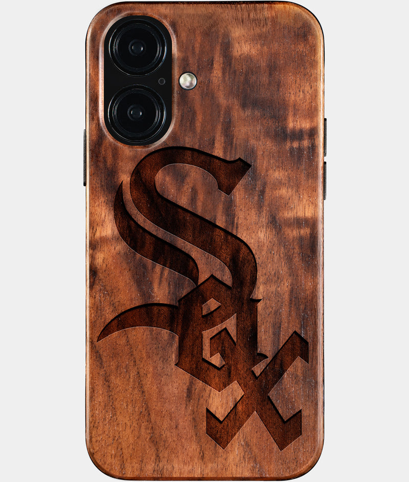 Eco-friendly Chicago White Sox iPhone 16 Case - Carved Wood Custom Chicago White Sox Gift For Him - Monogrammed Personalized iPhone 16 Cover By Engraved In Nature