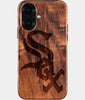 Eco-friendly Chicago White Sox iPhone 16 Case - Carved Wood Custom Chicago White Sox Gift For Him - Monogrammed Personalized iPhone 16 Cover By Engraved In Nature