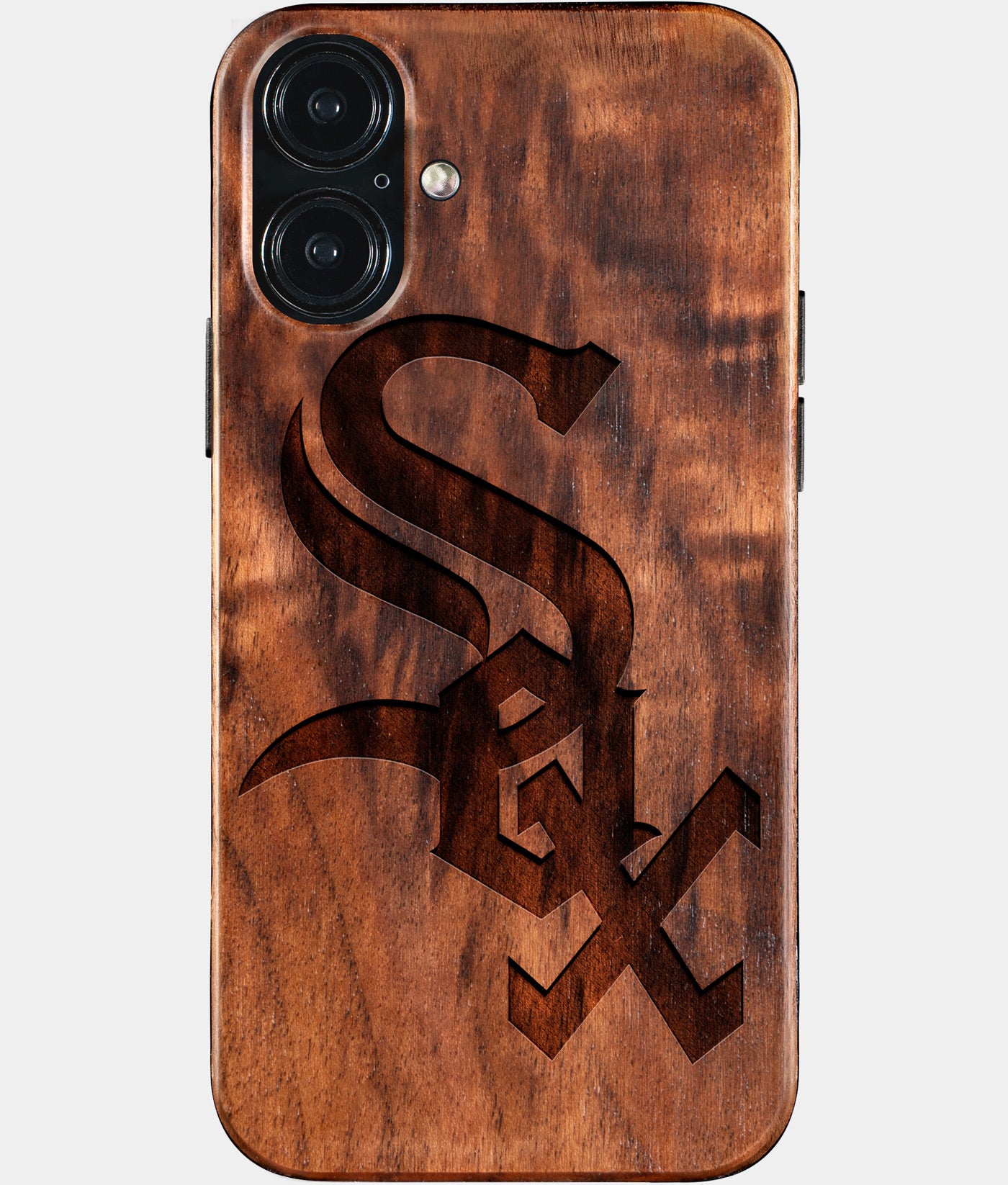 Eco-friendly Chicago White Sox iPhone 16 Plus Case - Carved Wood Custom Chicago White Sox Gift For Him - Monogrammed Personalized iPhone 16 Plus Cover By Engraved In Nature