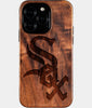 Eco-friendly Chicago White Sox iPhone 16 Pro Case - Carved Wood Custom Chicago White Sox Gift For Him - Monogrammed Personalized iPhone 16 Pro Cover By Engraved In Nature