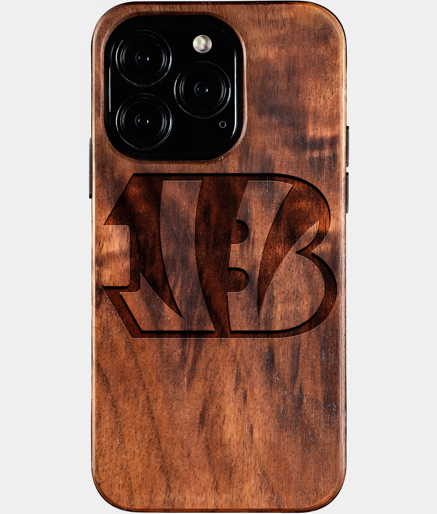 Eco-friendly Cincinnati Bengals iPhone 16 Pro Case - Carved Wood Custom Cincinnati Bengals Gift For Him - Monogrammed Personalized iPhone 16 Pro Cover By Engraved In Nature