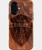 Eco-friendly Cleveland Cavaliers iPhone 16 Case - Carved Wood Custom Cleveland Cavaliers Gift For Him - Monogrammed Personalized iPhone 16 Cover By Engraved In Nature