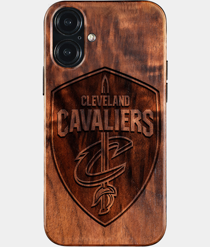 Eco-friendly Cleveland Cavaliers iPhone 16 Plus Case - Carved Wood Custom Cleveland Cavaliers Gift For Him - Monogrammed Personalized iPhone 16 Plus Cover By Engraved In Nature