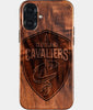 Eco-friendly Cleveland Cavaliers iPhone 16 Plus Case - Carved Wood Custom Cleveland Cavaliers Gift For Him - Monogrammed Personalized iPhone 16 Plus Cover By Engraved In Nature