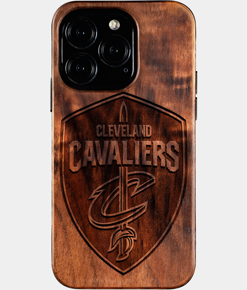 Eco-friendly Cleveland Cavaliers iPhone 16 Pro Case - Carved Wood Custom Cleveland Cavaliers Gift For Him - Monogrammed Personalized iPhone 16 Pro Cover By Engraved In Nature