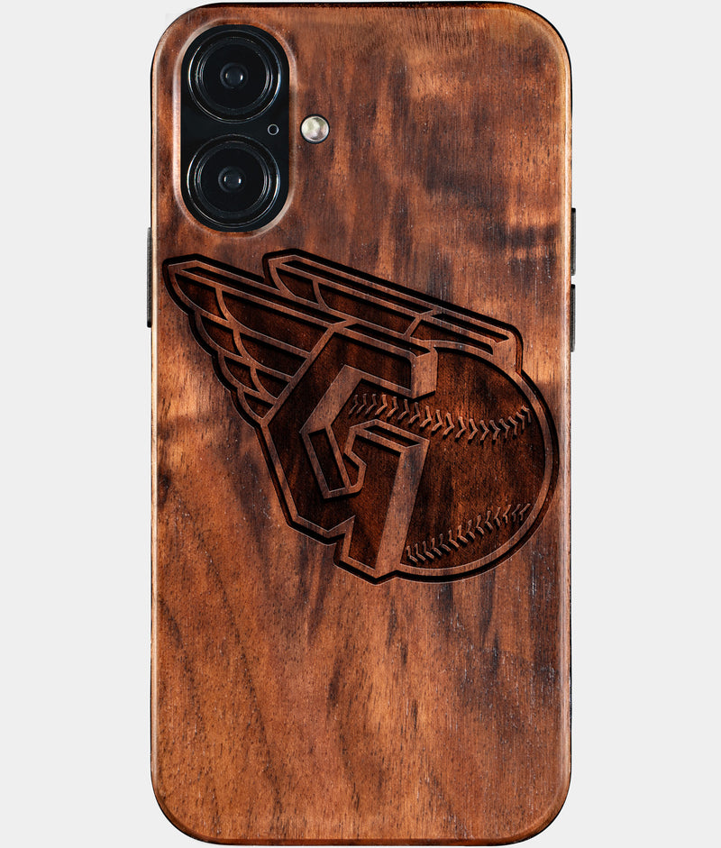 Eco-friendly Cleveland Guardians iPhone 16 Plus Case - Carved Wood Custom Cleveland Guardians Gift For Him - Monogrammed Personalized iPhone 16 Plus Cover By Engraved In Nature