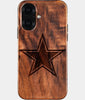 Eco-friendly Dallas Cowboys iPhone 16 Case - Carved Wood Custom Dallas Cowboys Gift For Him - Monogrammed Personalized iPhone 16 Cover By Engraved In Nature