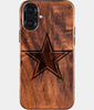 Eco-friendly Dallas Cowboys iPhone 16 Plus Case - Carved Wood Custom Dallas Cowboys Gift For Him - Monogrammed Personalized iPhone 16 Plus Cover By Engraved In Nature