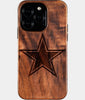 Eco-friendly Dallas Cowboys iPhone 16 Pro Case - Carved Wood Custom Dallas Cowboys Gift For Him - Monogrammed Personalized iPhone 16 Pro Cover By Engraved In Nature