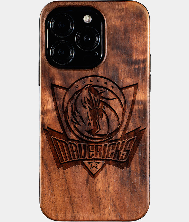 Eco-friendly Dallas Mavericks iPhone 16 Pro Case - Carved Wood Custom Dallas Mavericks Gift For Him - Monogrammed Personalized iPhone 16 Pro Cover By Engraved In Nature