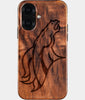Eco-friendly Denver Broncos iPhone 16 Case - Carved Wood Custom Denver Broncos Gift For Him - Monogrammed Personalized iPhone 16 Cover By Engraved In Nature