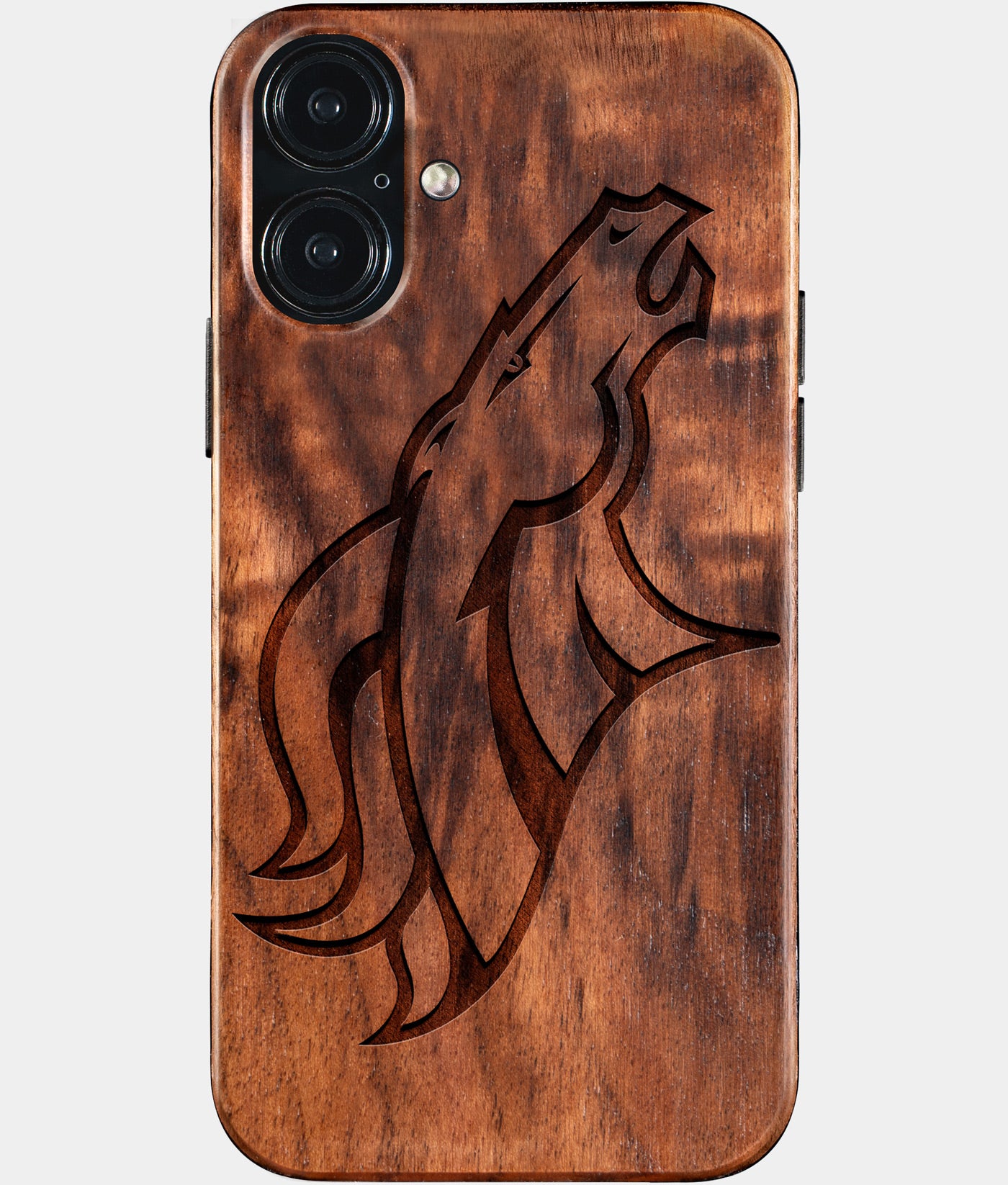 Eco-friendly Denver Broncos iPhone 16 Plus Case - Carved Wood Custom Denver Broncos Gift For Him - Monogrammed Personalized iPhone 16 Plus Cover By Engraved In Nature