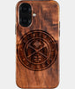 Eco-friendly Denver Nuggets iPhone 16 Case - Carved Wood Custom Denver Nuggets Gift For Him - Monogrammed Personalized iPhone 16 Cover By Engraved In Nature
