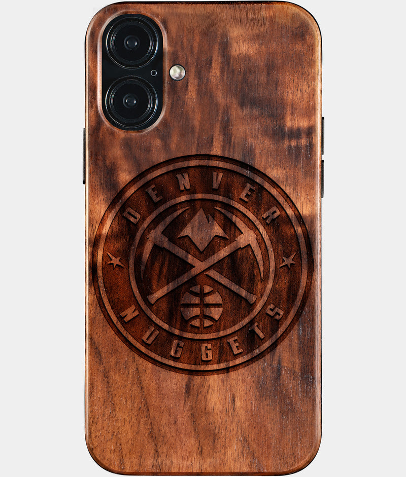 Eco-friendly Denver Nuggets iPhone 16 Plus Case - Carved Wood Custom Denver Nuggets Gift For Him - Monogrammed Personalized iPhone 16 Plus Cover By Engraved In Nature