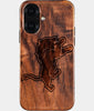 Eco-friendly Detroit Lions iPhone 16 Case - Carved Wood Custom Detroit Lions Gift For Him - Monogrammed Personalized iPhone 16 Cover By Engraved In Nature