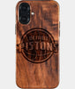 Eco-friendly Detroit Pistons iPhone 16 Plus Case - Carved Wood Custom Detroit Pistons Gift For Him - Monogrammed Personalized iPhone 16 Plus Cover By Engraved In Nature
