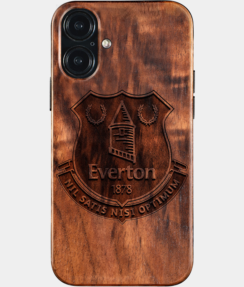 Eco-friendly Everton FC iPhone 16 Plus Case - Carved Wood Custom Everton FC Gift For Him - Monogrammed Personalized iPhone 16 Plus Cover By Engraved In Nature