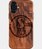 Eco-friendly FC Schalke 04 iPhone 16 Plus Case - Carved Wood Custom FC Schalke 04 Gift For Him - Monogrammed Personalized iPhone 16 Plus Cover By Engraved In Nature