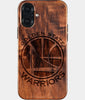 Eco-friendly Golden State Warriors iPhone 16 Plus Case - Carved Wood Custom Golden State Warriors Gift For Him - Monogrammed Personalized iPhone 16 Plus Cover By Engraved In Nature