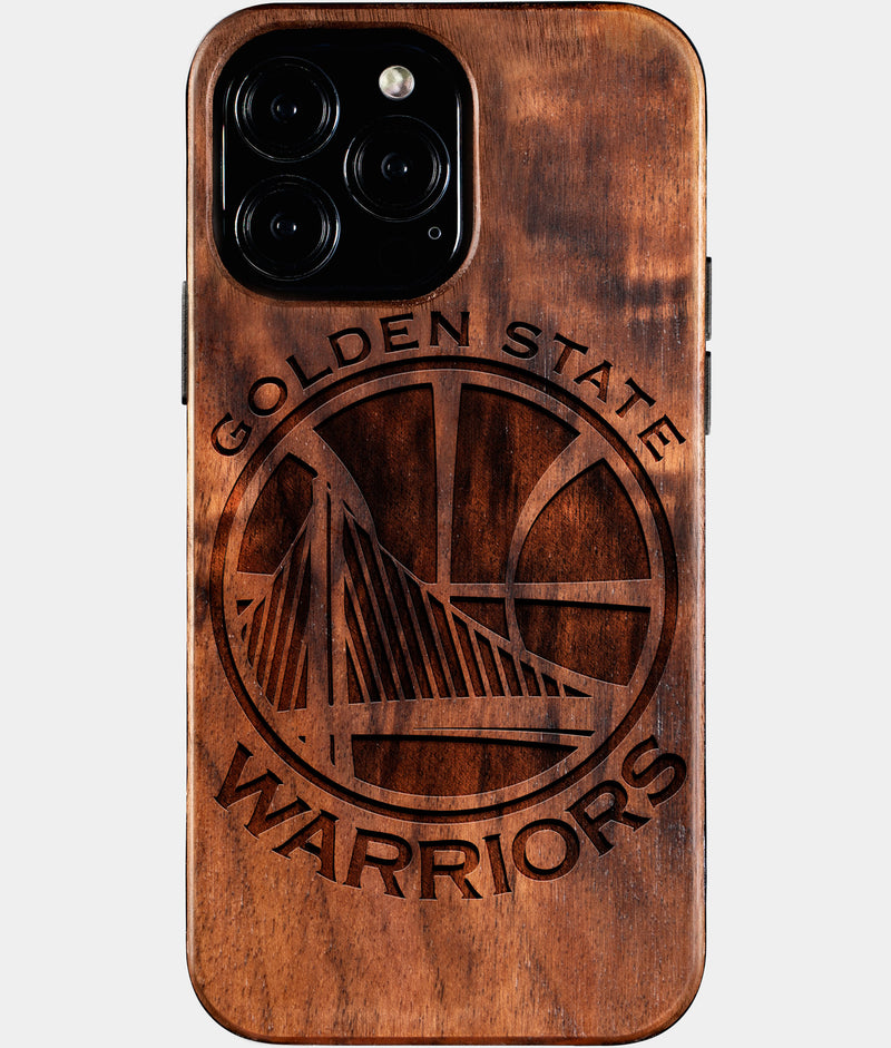 Eco-friendly Golden State Warriors iPhone 16 Pro Max Case - Carved Wood Custom Golden State Warriors Gift For Him - Monogrammed Personalized iPhone 16 Pro Max Cover By Engraved In Nature