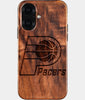 Eco-friendly Indiana Pacers iPhone 16 Case - Carved Wood Custom Indiana Pacers Gift For Him - Monogrammed Personalized iPhone 16 Cover By Engraved In Nature