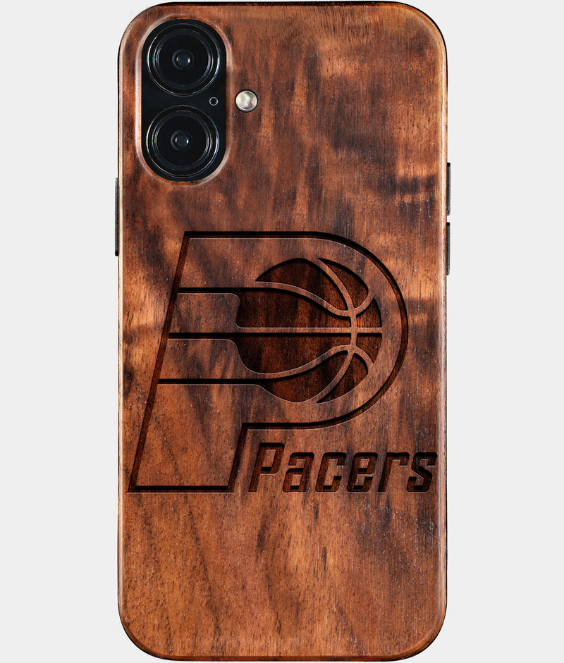 Eco-friendly Indiana Pacers iPhone 16 Plus Case - Carved Wood Custom Indiana Pacers Gift For Him - Monogrammed Personalized iPhone 16 Plus Cover By Engraved In Nature