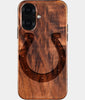 Eco-friendly Indianapolis Colts iPhone 16 Case - Carved Wood Custom Indianapolis Colts Gift For Him - Monogrammed Personalized iPhone 16 Cover By Engraved In Nature