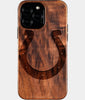 Eco-friendly Indianapolis Colts iPhone 16 Pro Max Case - Carved Wood Custom Indianapolis Colts Gift For Him - Monogrammed Personalized iPhone 16 Pro Max Cover By Engraved In Nature