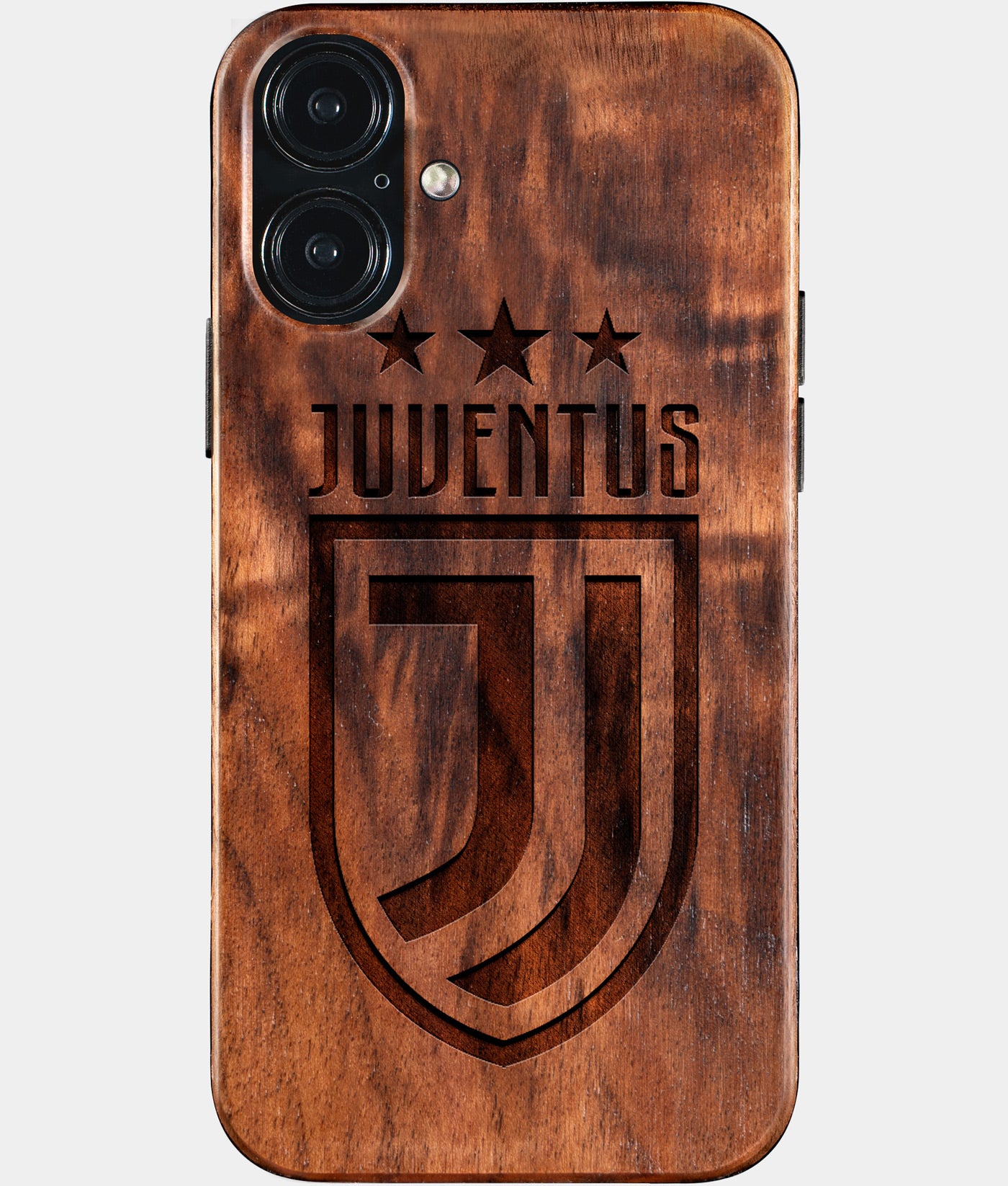 Eco-friendly Juventus FC iPhone 16 Plus Case - Carved Wood Custom Juventus FC Gift For Him - Monogrammed Personalized iPhone 16 Plus Cover By Engraved In Nature