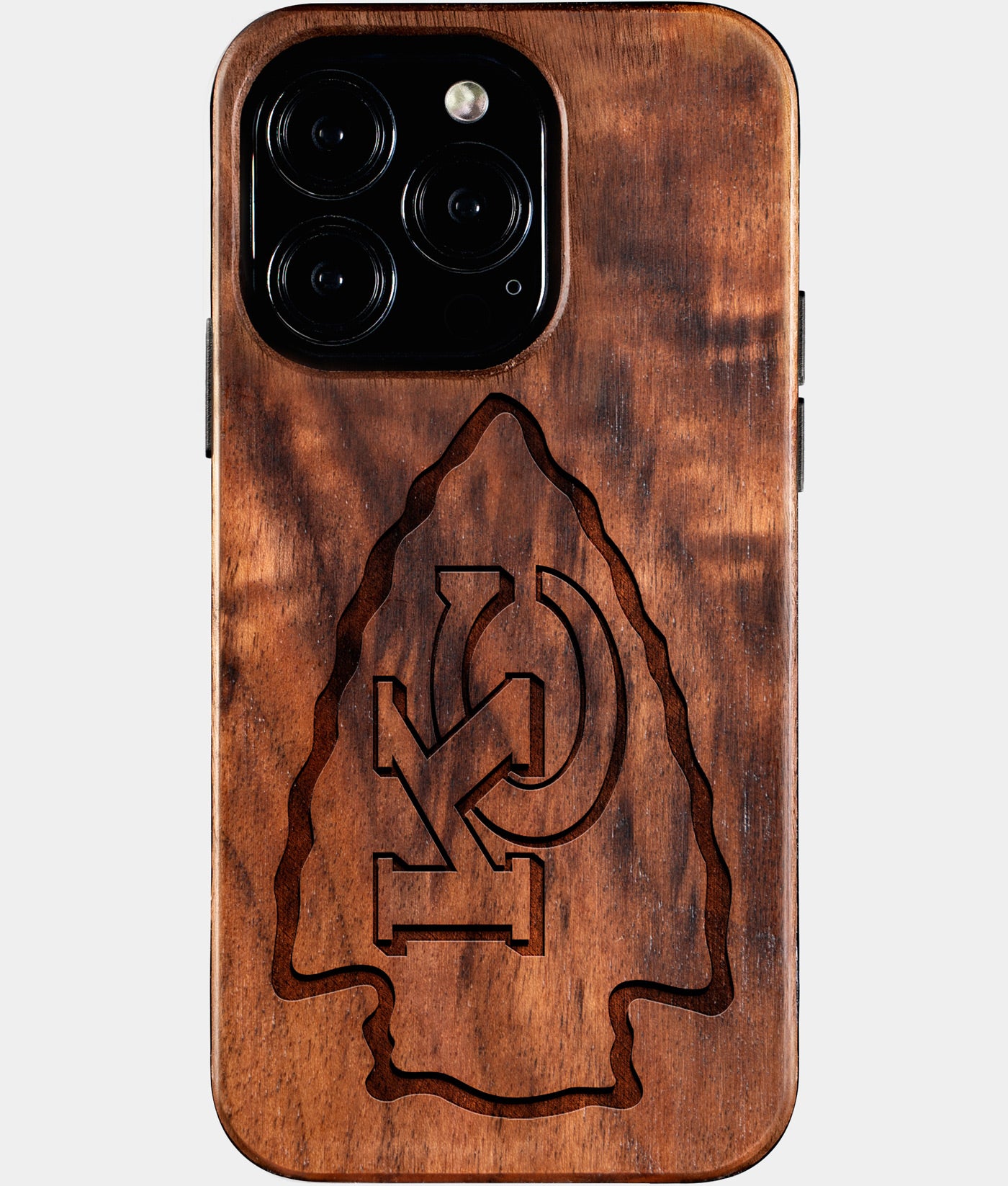 Eco-friendly Kansas City Chiefs iPhone 16 Pro Case - Carved Wood Custom Kansas City Chiefs Gift For Him - Monogrammed Personalized iPhone 16 Pro Cover By Engraved In Nature