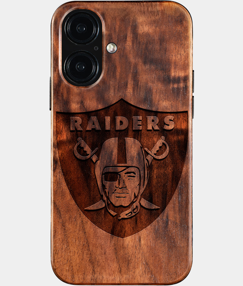 Custom Las Vegas Raiders iPhone 16 Case - Carved Wood Raiders Cover - Eco-friendly Las Vegas Raiders iPhone 16 Case - Custom Las Vegas Raiders Gift For Him - Monogrammed Personalized iPhone 16 Cover By Engraved In Nature
