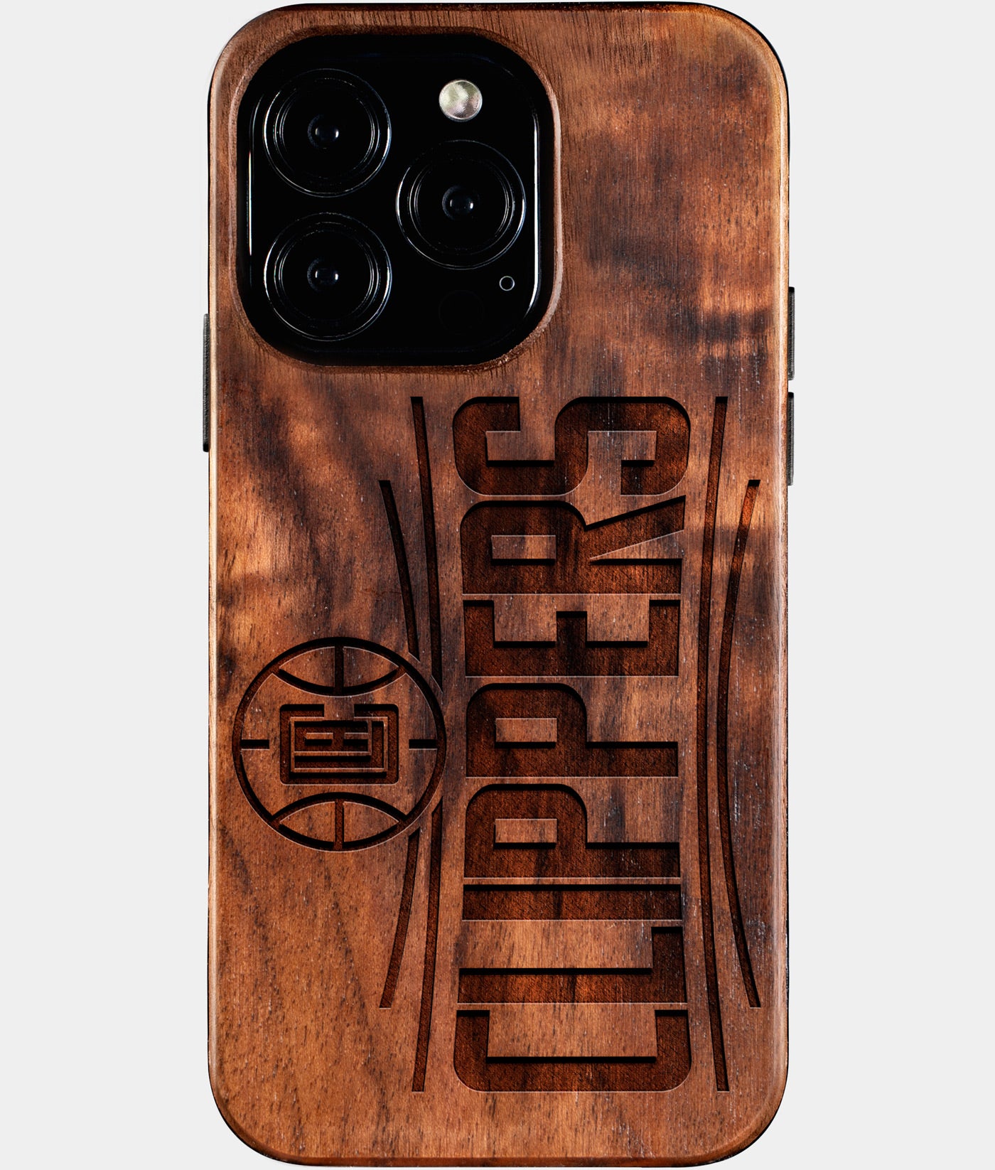Eco-friendly Los Angeles Clippers iPhone 16 Pro Case - Carved Wood Custom Los Angeles Clippers Gift For Him - Monogrammed Personalized iPhone 16 Pro Cover By Engraved In Nature