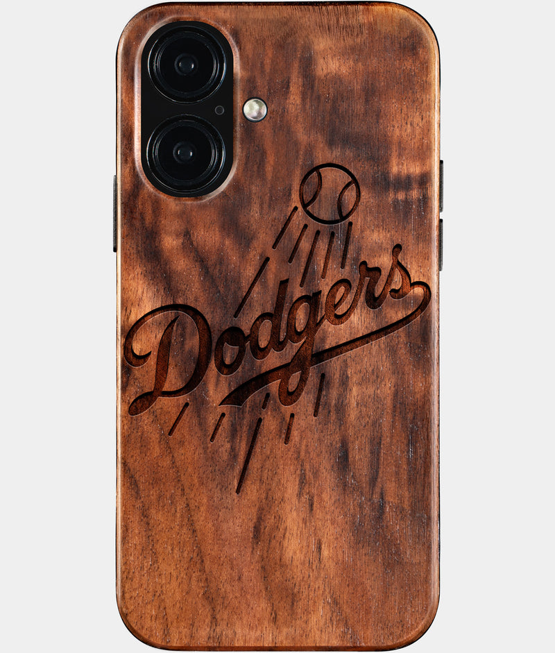 Eco-friendly Los Angeles Dodgers iPhone 16 Case - Carved Wood Custom Los Angeles Dodgers Gift For Him - Monogrammed Personalized iPhone 16 Cover By Engraved In Nature