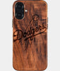 Eco-friendly Los Angeles Dodgers iPhone 16 Plus Case - Carved Wood Custom Los Angeles Dodgers Gift For Him - Monogrammed Personalized iPhone 16 Plus Cover By Engraved In Nature