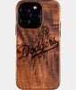 Eco-friendly Los Angeles Dodgers iPhone 16 Pro Case - Carved Wood Custom Los Angeles Dodgers Gift For Him - Monogrammed Personalized iPhone 16 Pro Cover By Engraved In Nature