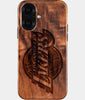 Eco-friendly Los Angeles Lakers iPhone 16 Case - Carved Wood Custom Los Angeles Lakers Gift For Him - Monogrammed Personalized iPhone 16 Cover By Engraved In Nature