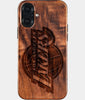 Eco-friendly Los Angeles Lakers iPhone 16 Plus Case - Carved Wood Custom Los Angeles Lakers Gift For Him - Monogrammed Personalized iPhone 16 Plus Cover By Engraved In Nature