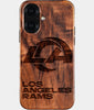 Eco-friendly Los Angeles Rams iPhone 16 Case - Carved Wood Custom Los Angeles Rams Gift For Him - Monogrammed Personalized iPhone 16 Cover By Engraved In Nature