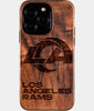 Eco-friendly Los Angeles Rams iPhone 16 Pro Case - Carved Wood Custom Los Angeles Rams Gift For Him - Monogrammed Personalized iPhone 16 Pro Cover By Engraved In Nature